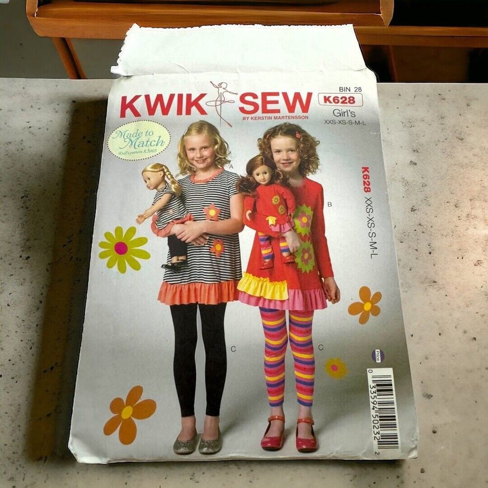 KWIK SEW K628 TOPS & LEGGINGS‎ Girls Sz XXS XS S M L NEW